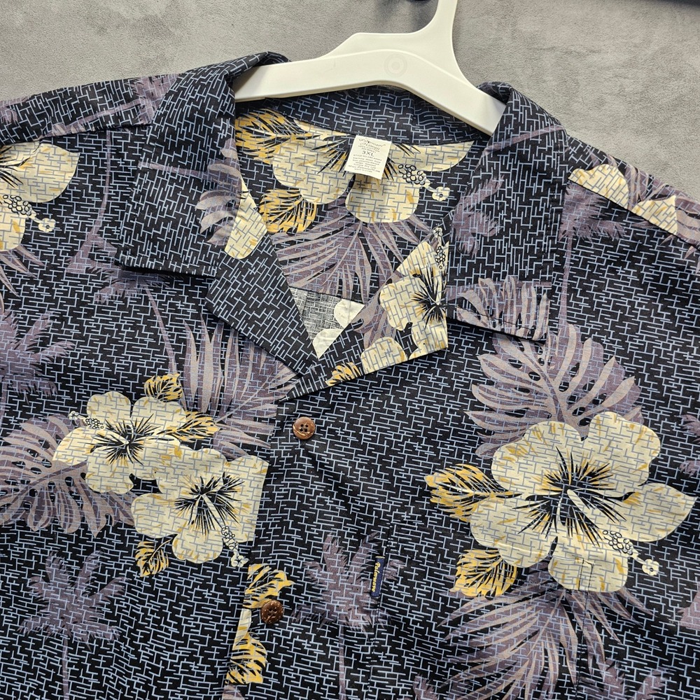 Palmwave Hawaii Navy Blue Hibiscus Tropical Cotton Button Up Shirt Mens 3XL